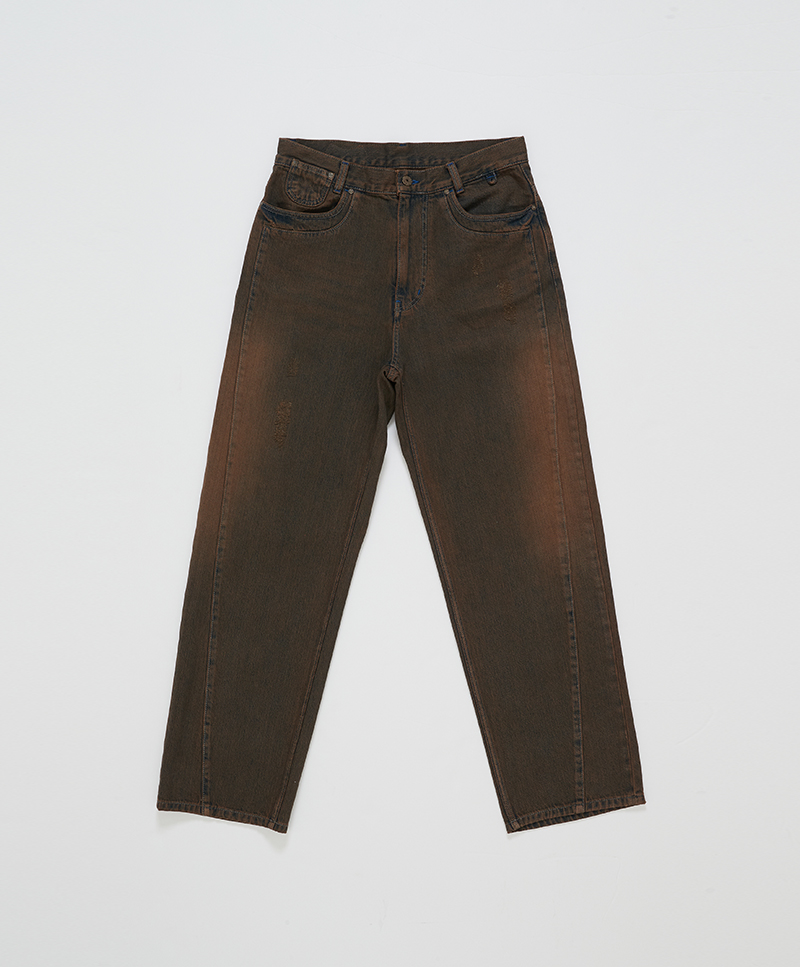 COLOR DYEING WIDE JEANS [BROWN]